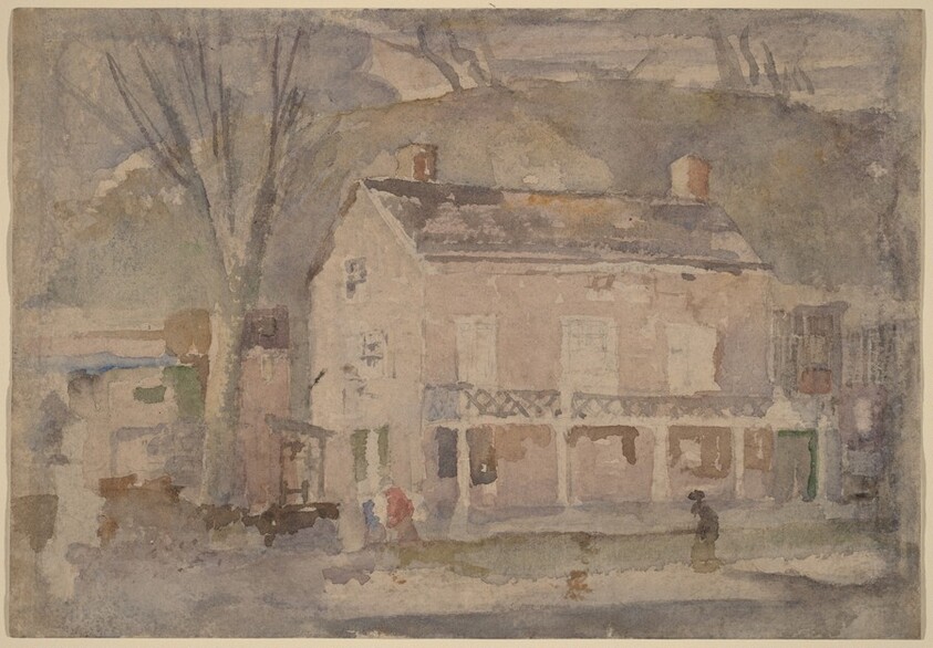 House with Figures Walking By [recto]