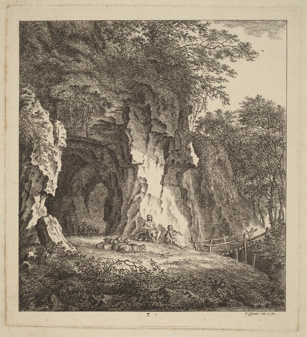 Two Shepherds in a Rocky Landscape