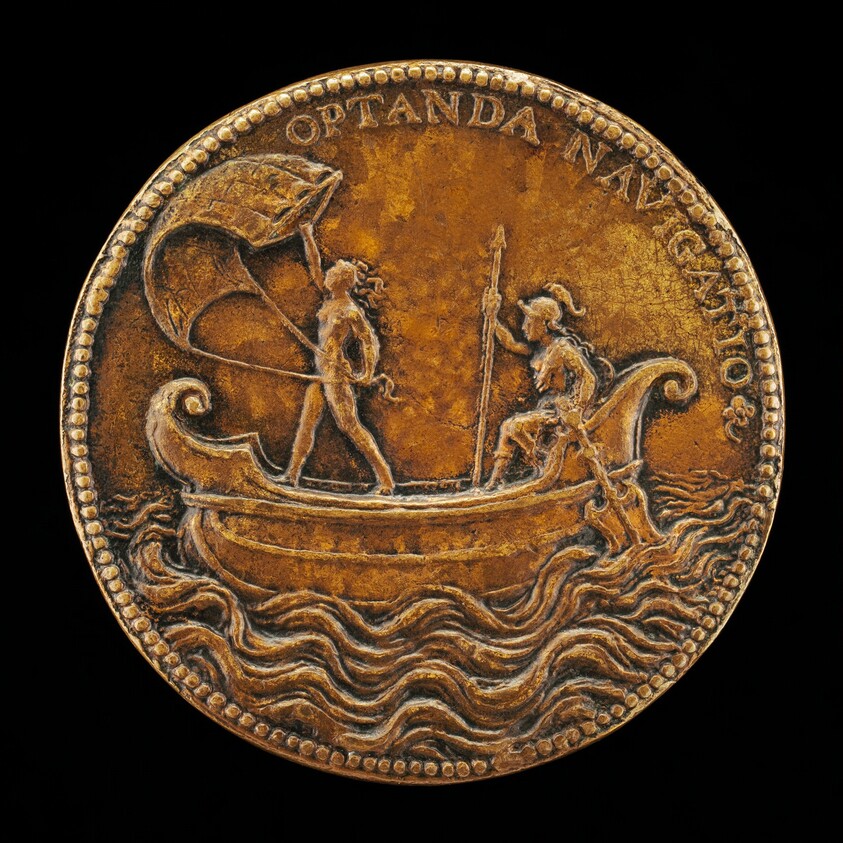 Fortune and Virtue Sailing a Boat [reverse]