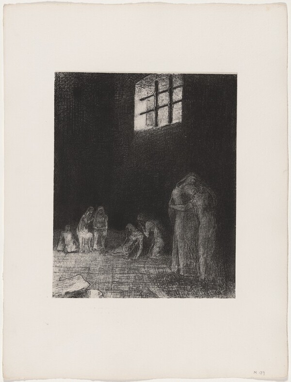 Dans l'Ombre des Gens Pleurent et Prient Entourés d'Autres Qui Les Exhortent