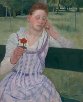 Woman with a Red Zinnia (Revery), Mary Cassatt, 1891-1892