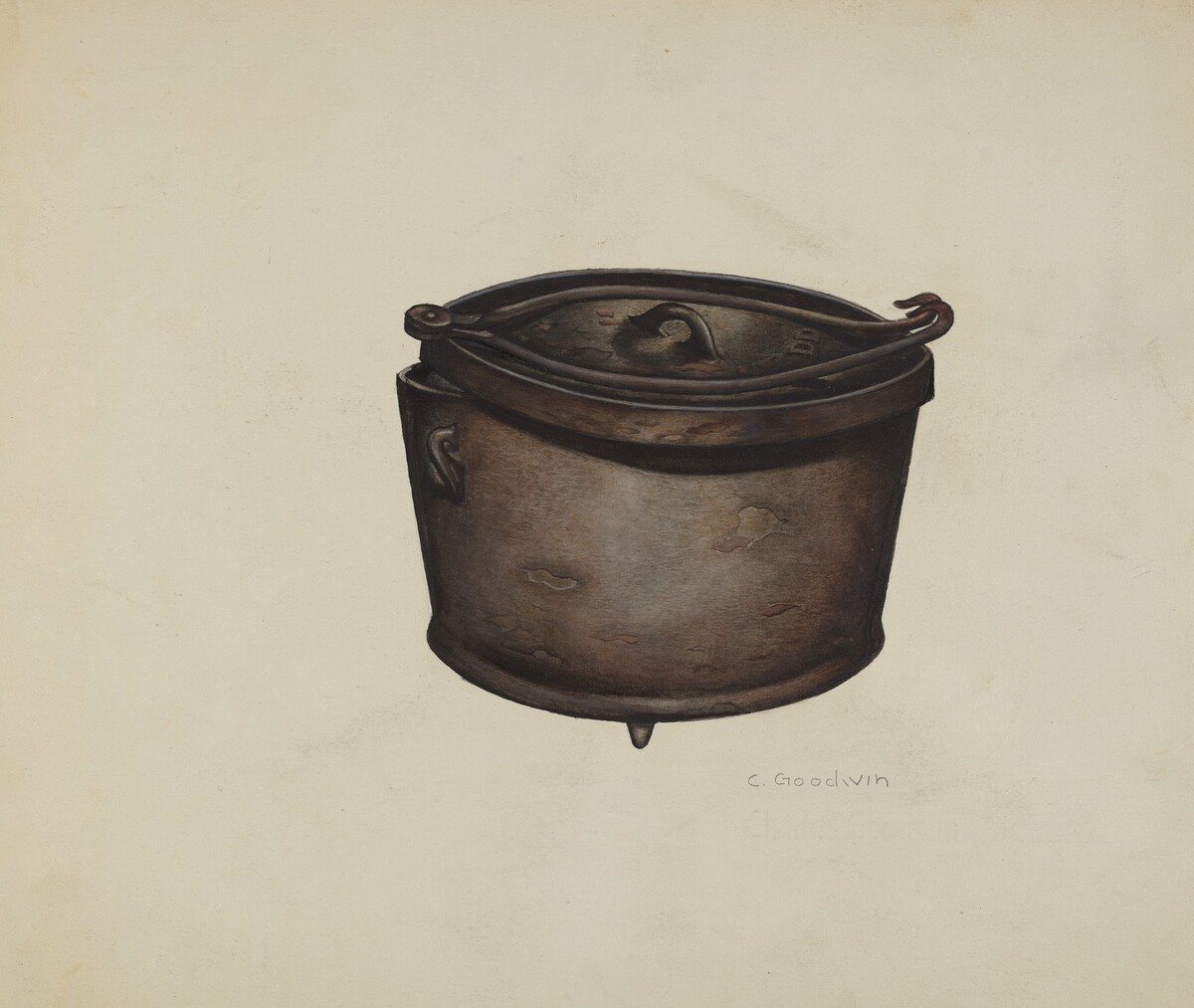 Iron Pot and Pot Hooks