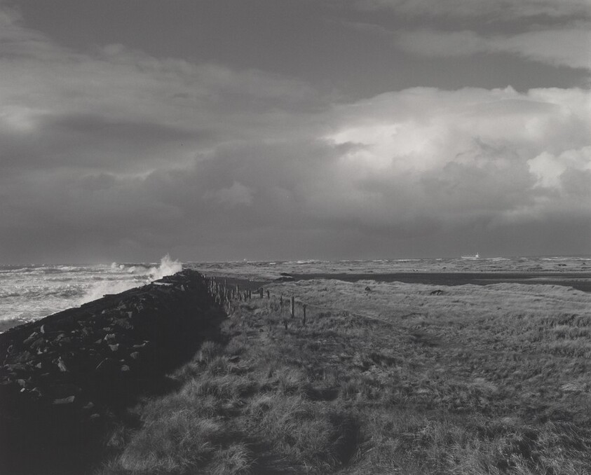 Winter, northwest across dunes and tidal marsh inside the South Jetty, Clatsop County, Oregon