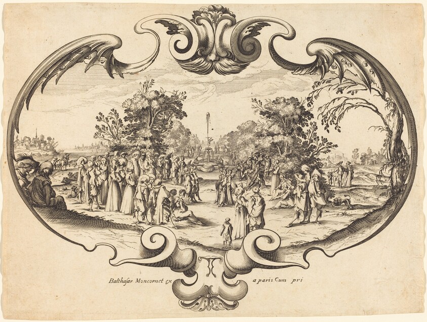 Design for a Fan: Courtly Figures in a Landscape