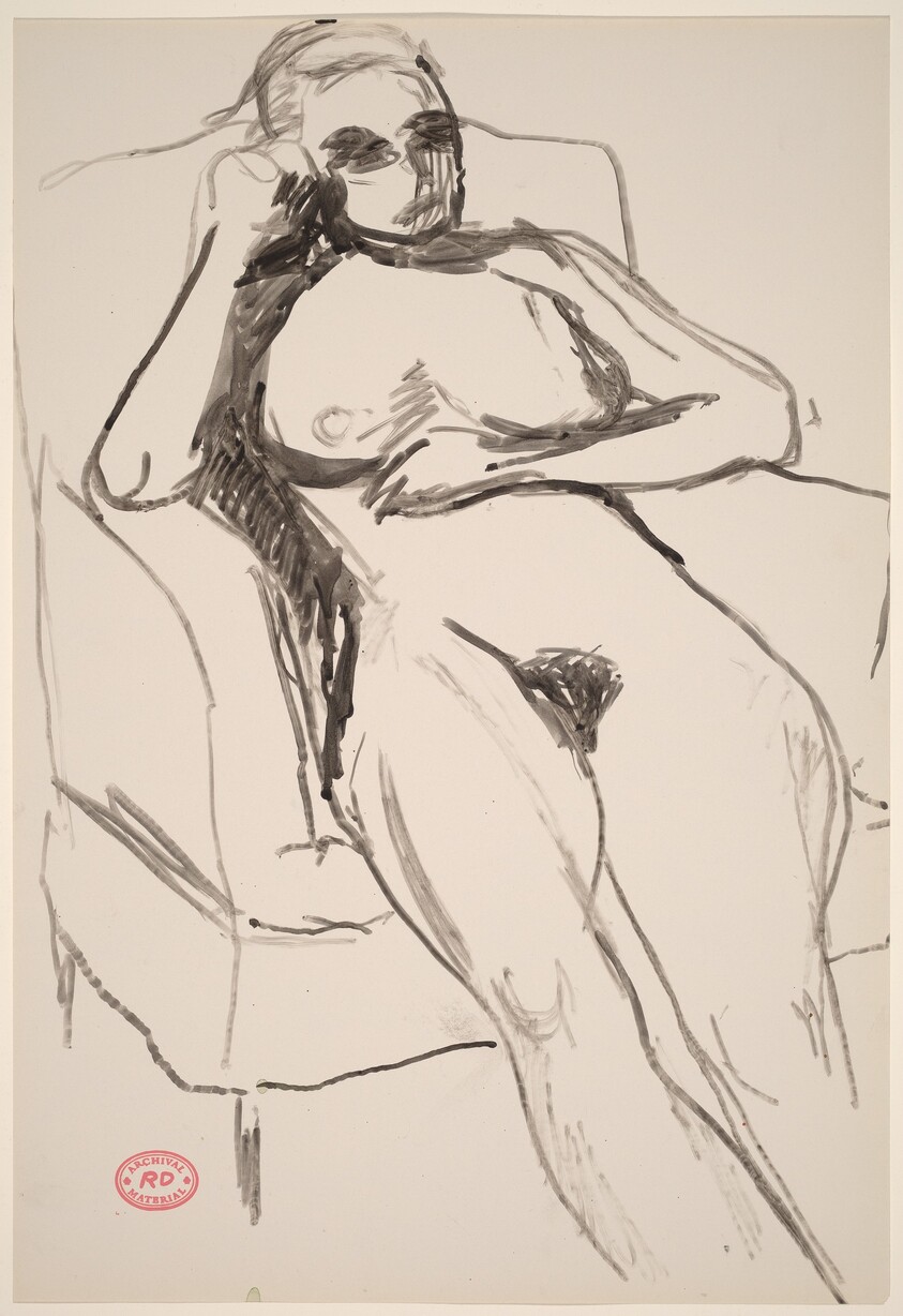 Untitled [female nude lying back with legs out straight]
