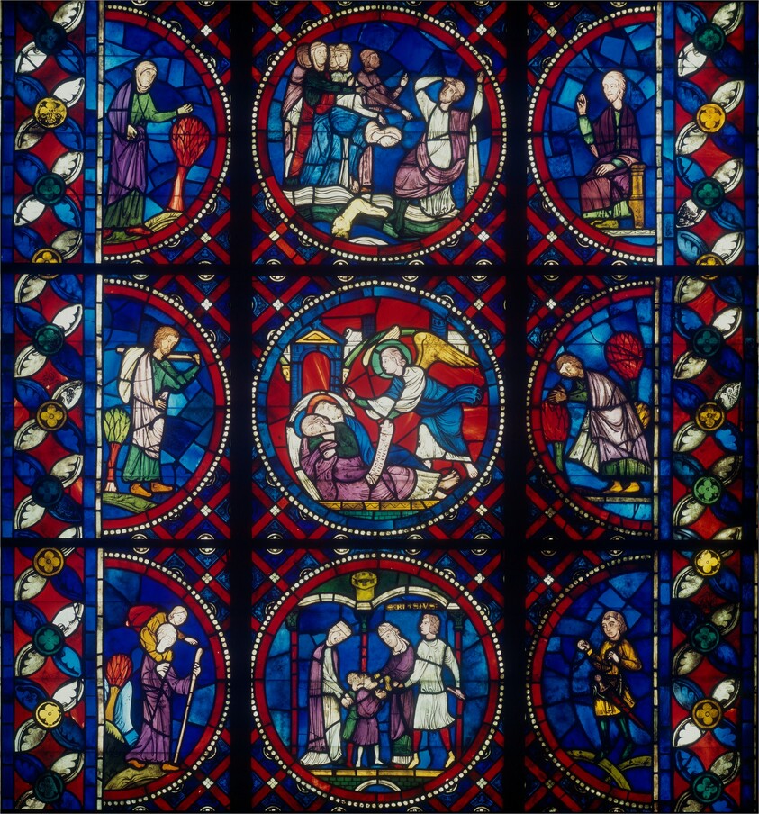 Scenes from the Legends of Saints Blaise, Crispin, and Crispinian (center), and Old Testament Figures (sides)