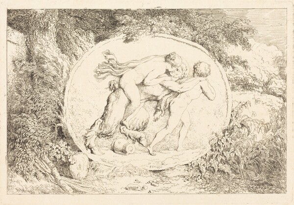 Nymph Astride a Satyr (Jeune fille a califourchon sur un satyre)