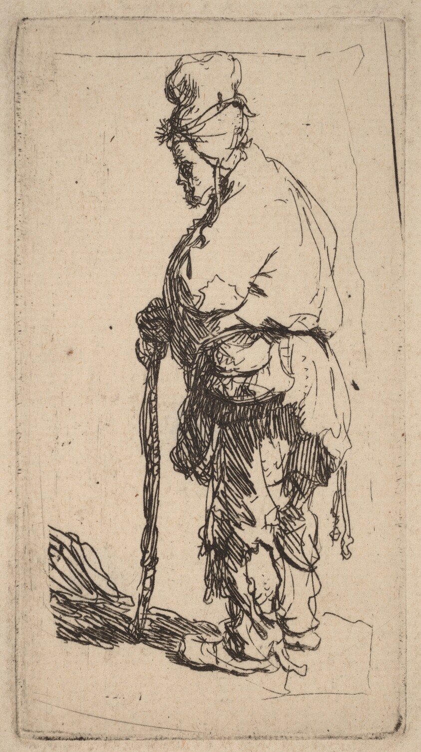 Beggar Leaning on a Stick, Facing Left
