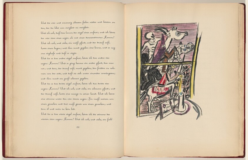 Johannes, Offenbarung, Kapitel 6, Verse 1-8 (John, Revelation, Chapter 6, Verses 1-8) (plate, page 23) from Apokalypse (Apocalypse)