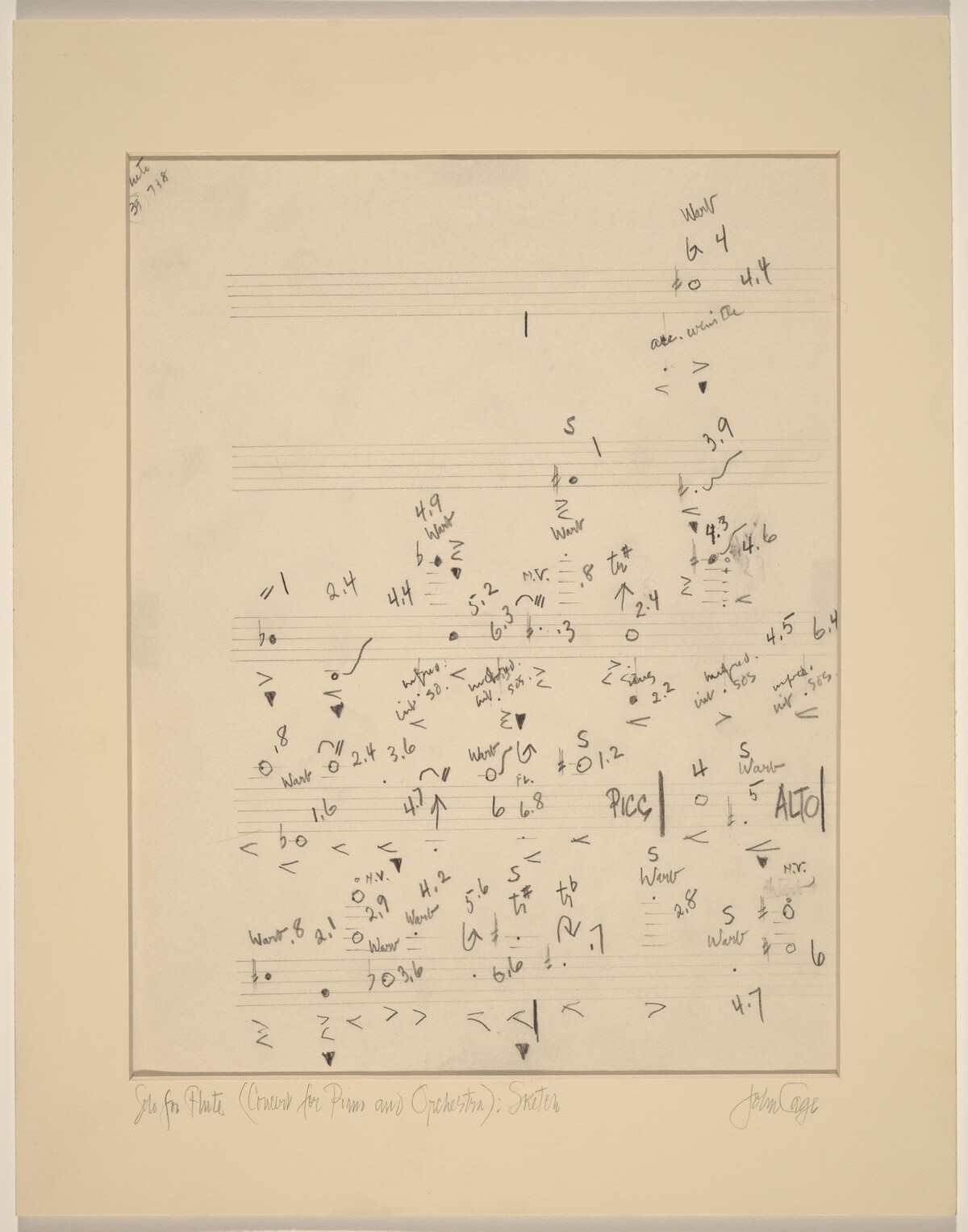 Solo for Flute (Concert for Piano and Orchestra): Sketch