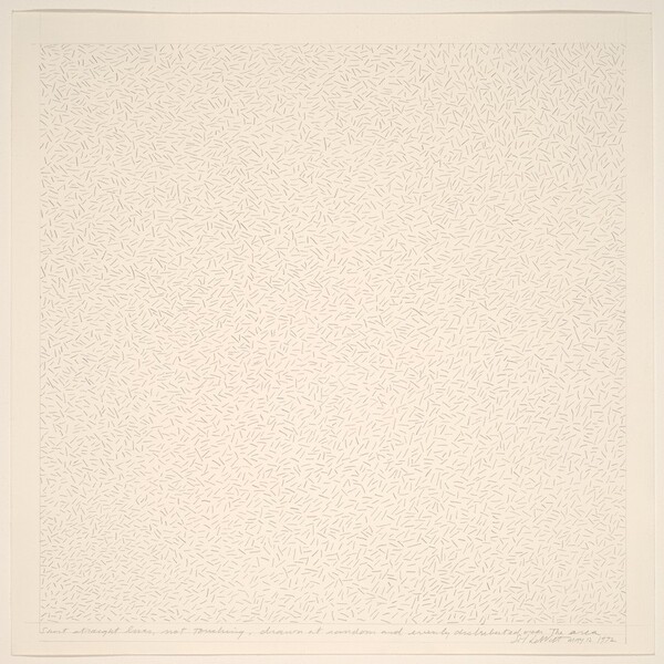 Short Straight Lines, Not Touching, Drawn at Random and Evenly Distributed Over the Area