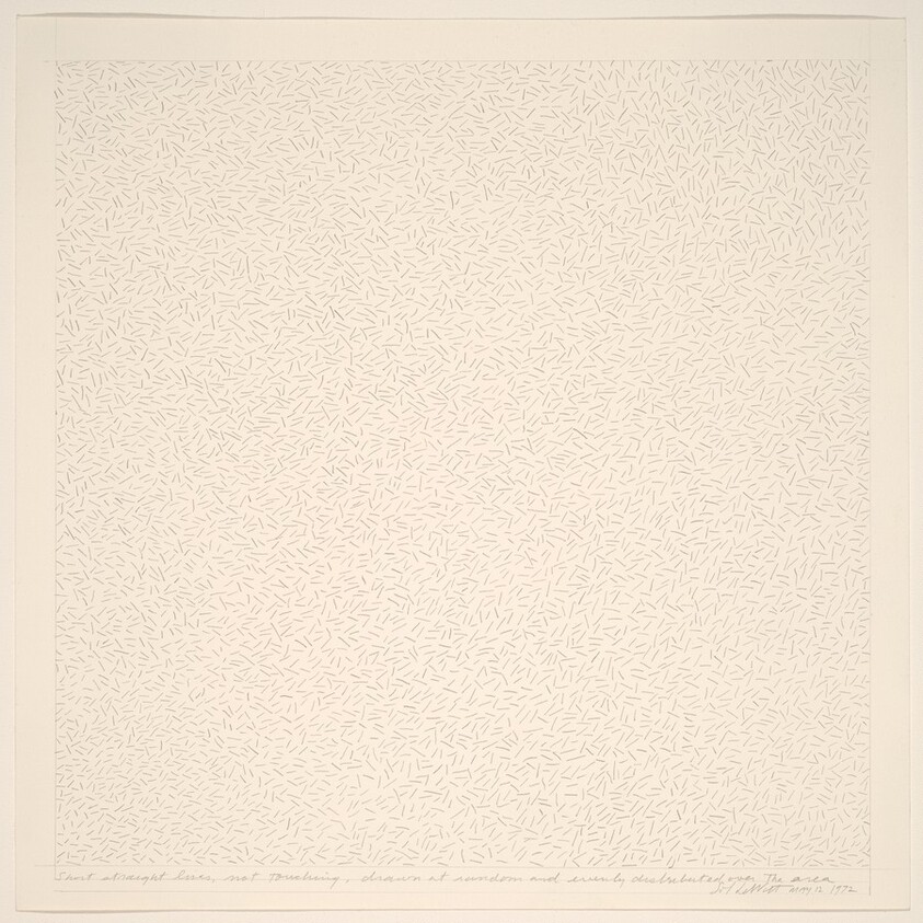 Short Straight Lines, Not Touching, Drawn at Random and Evenly Distributed Over the Area