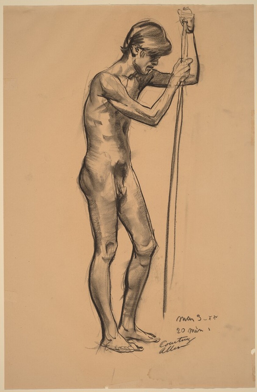 Nude Indian, Leaning on a Pole