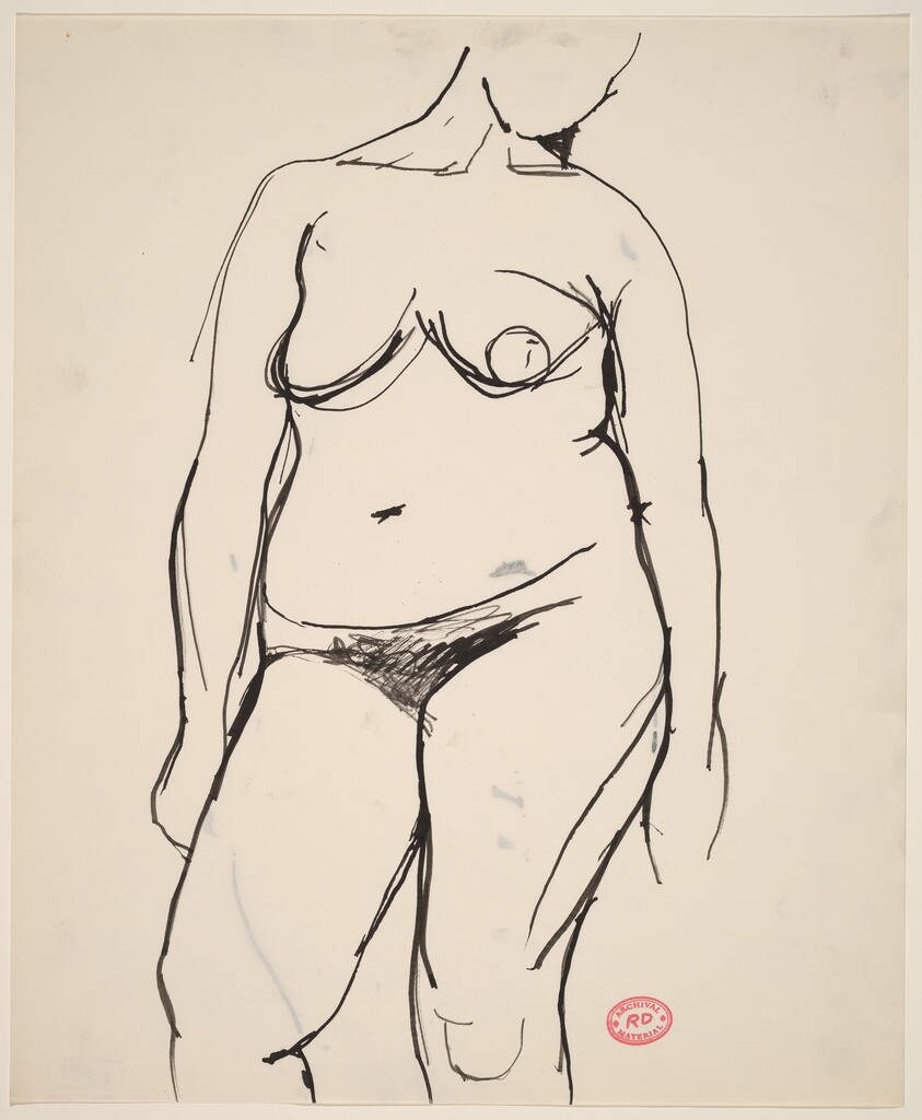 Untitled [standing female nude: forehead to knees]