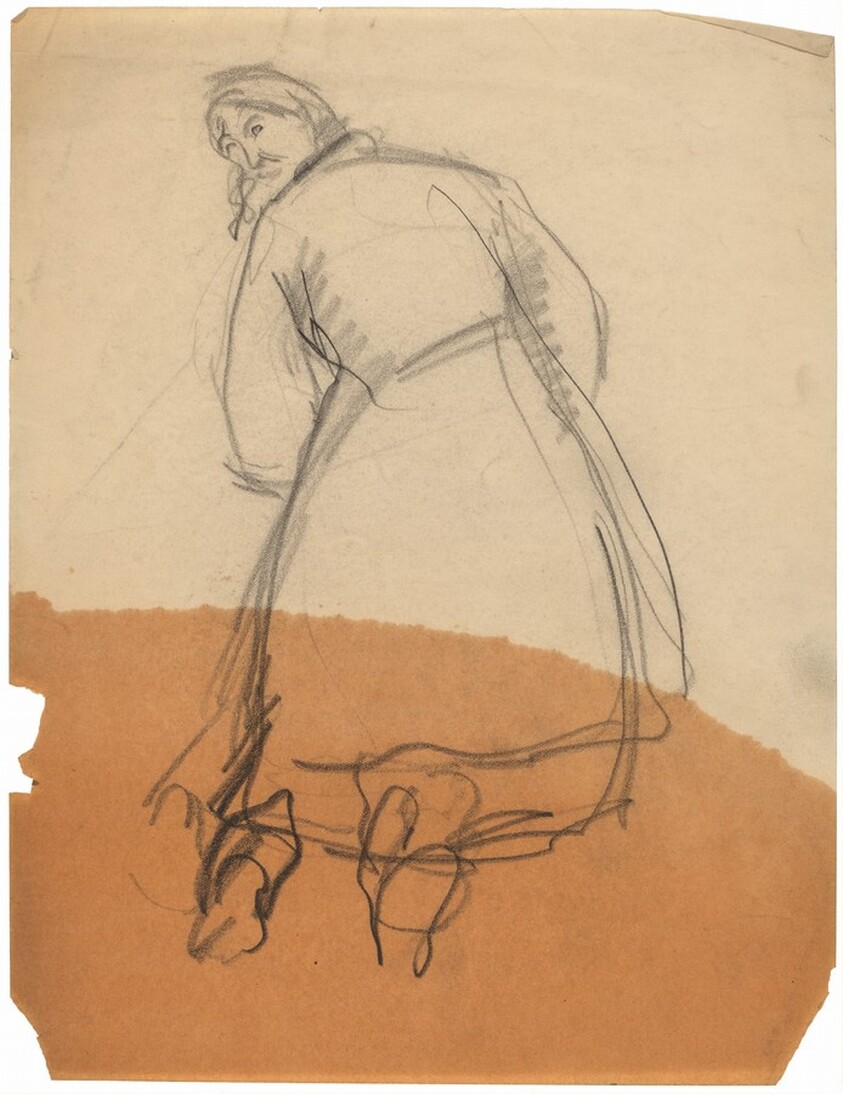 Figure in Coat Seen from Behind, Looking Back to Left