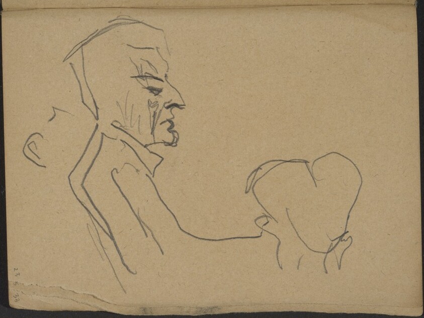 Mann im Profil, re. Rückenfigur (Man in Profile and Head seen from Behind) [p. 23]