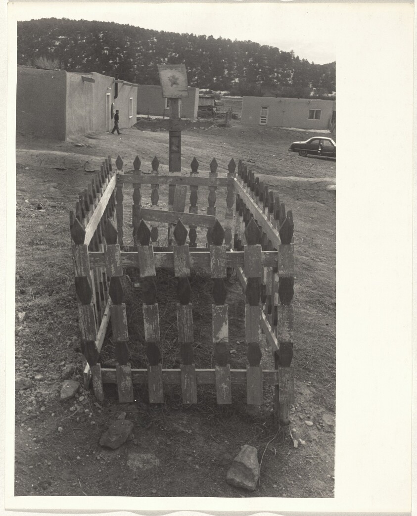 Grave with surrounding fence--Santa Fe, New Mexico