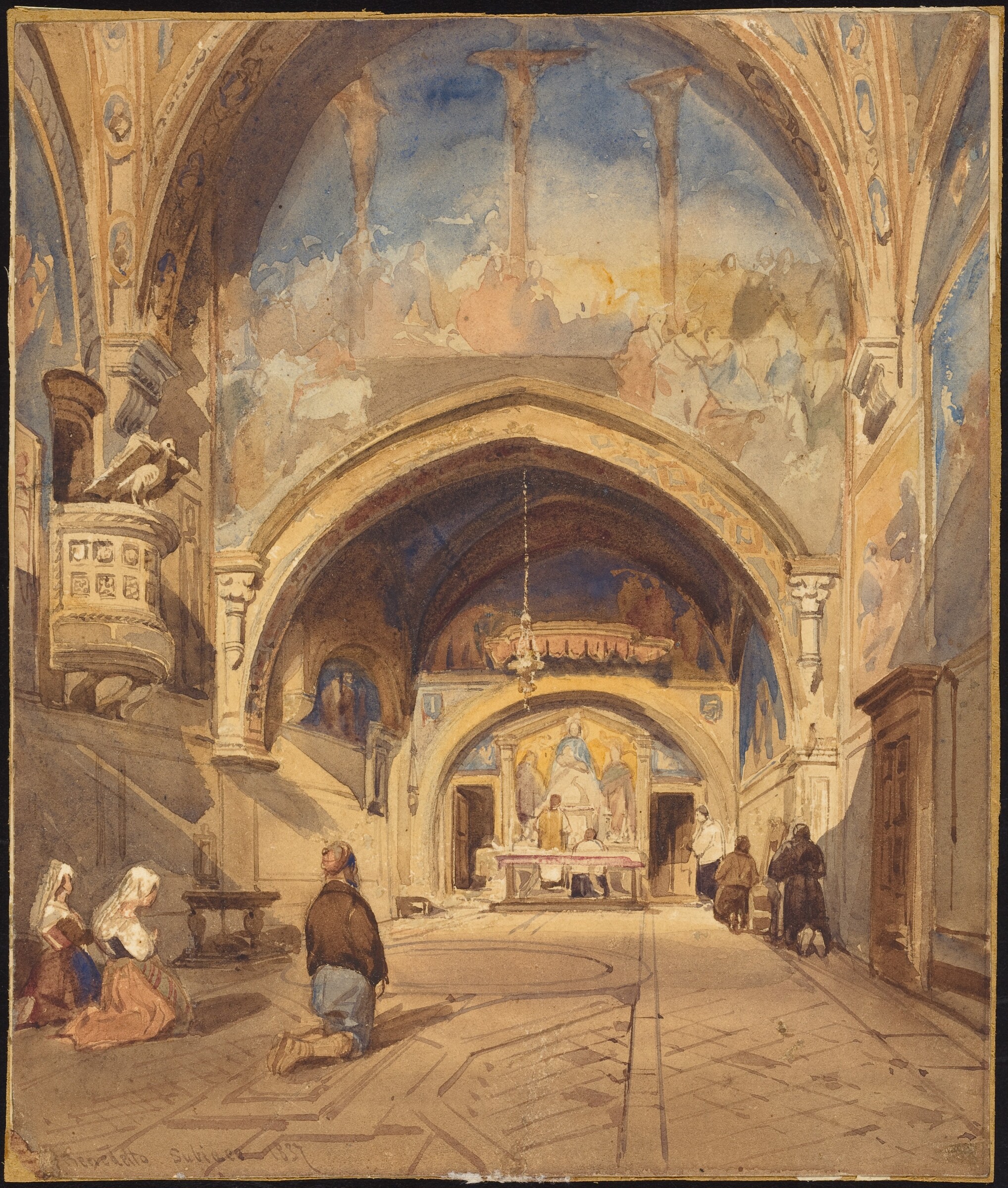 Interior of the Church of San Benedetto, Subiaco, William James Müller, 1837