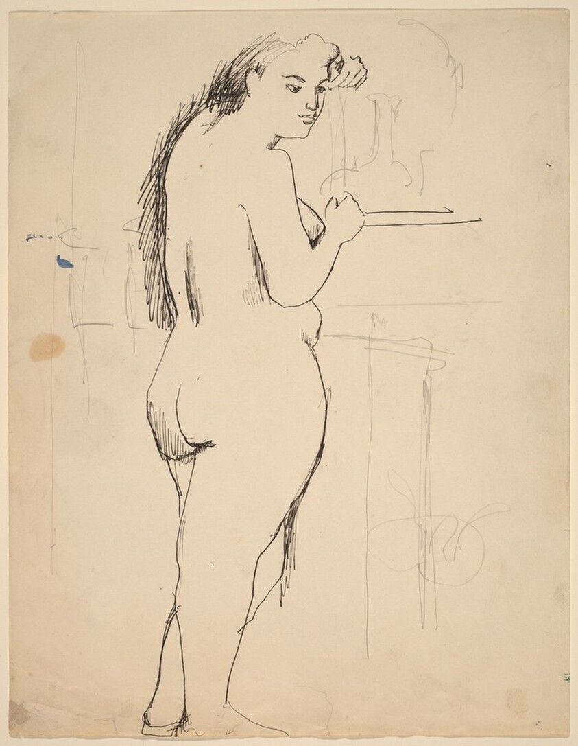 Standing Female Nude, Back Turned, Looking to Right