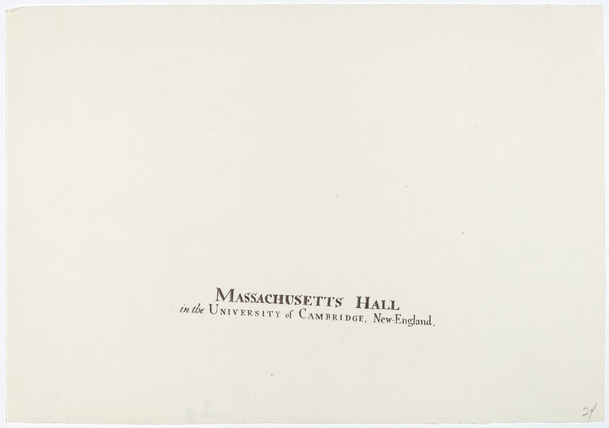 Massachusetts Hall, Harvard College, after Jonathan Fisher, 1948