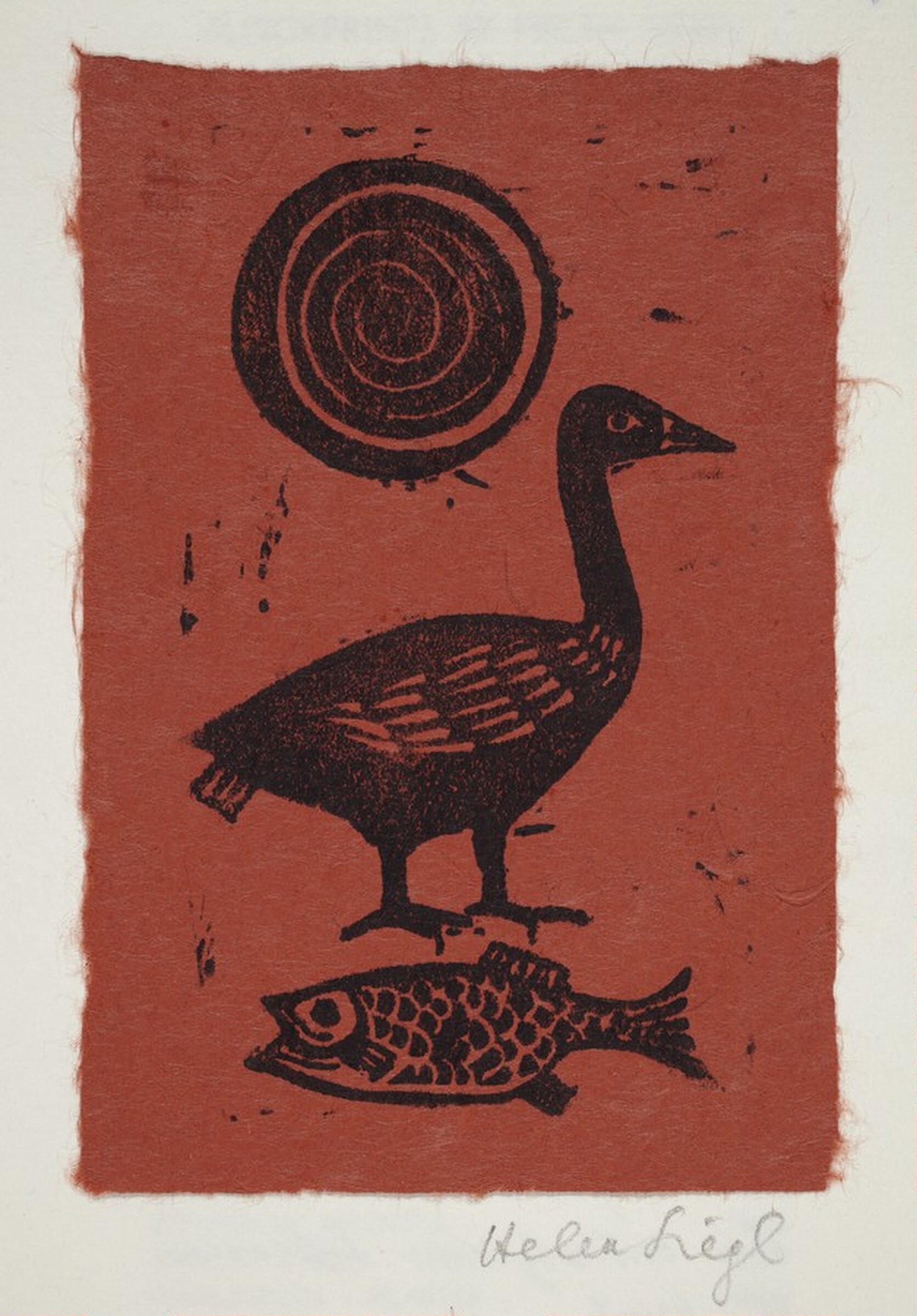 Concentric Circles, Goose, and Fish, Helen Siegl, mid 20th century