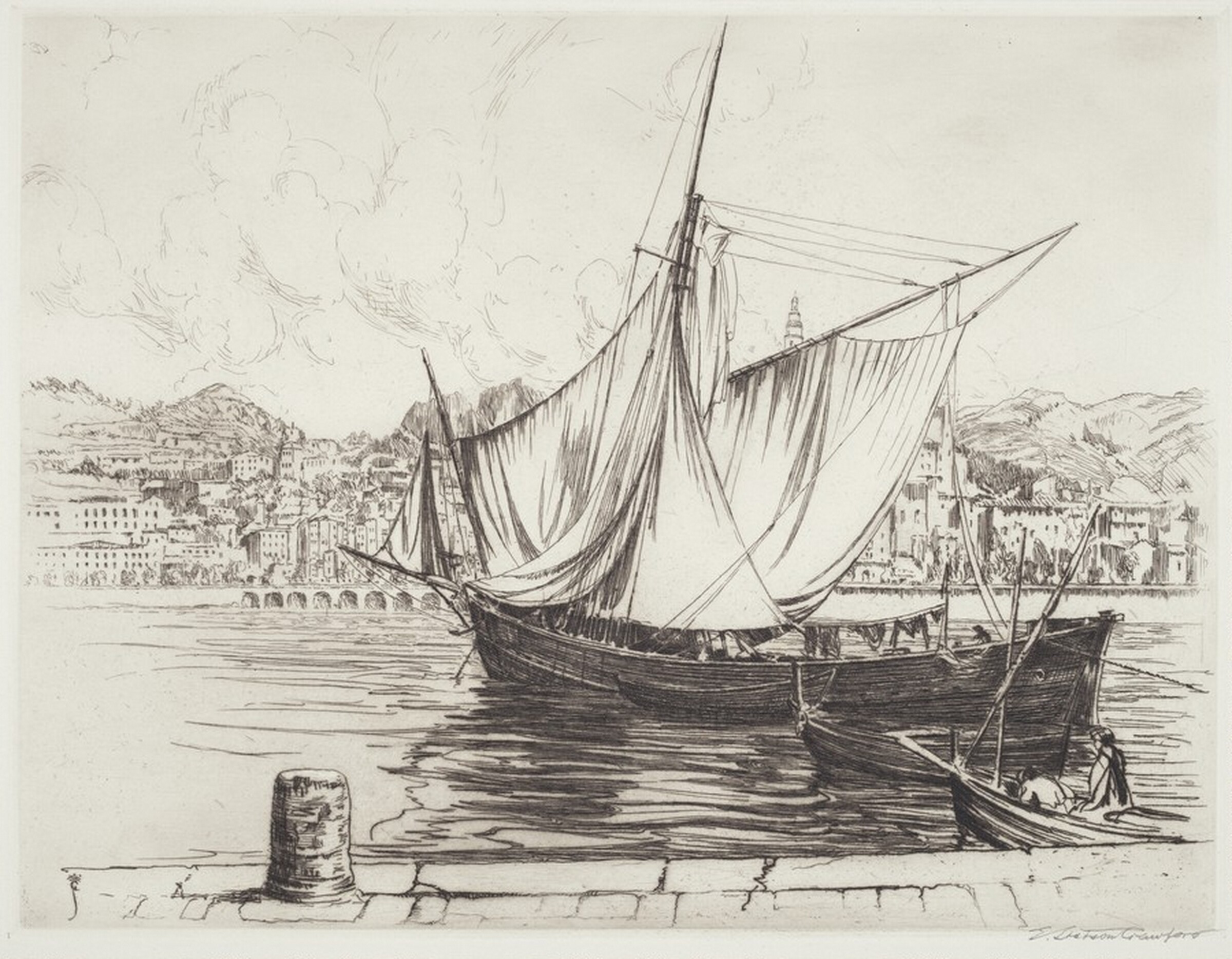 Navicello, Harbor of Menton, France, Earl Stetson Crawford, 1958
