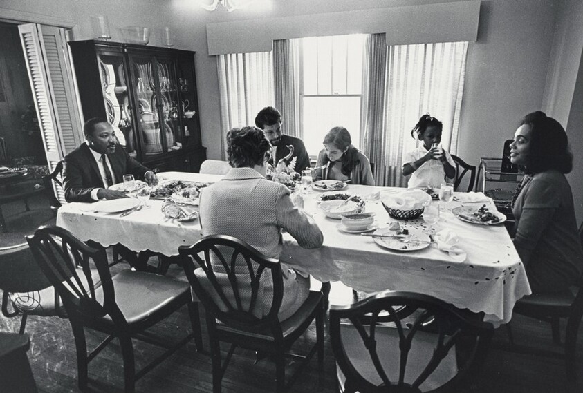 Dr. King enjoys lunch with his family after church in Atlanta