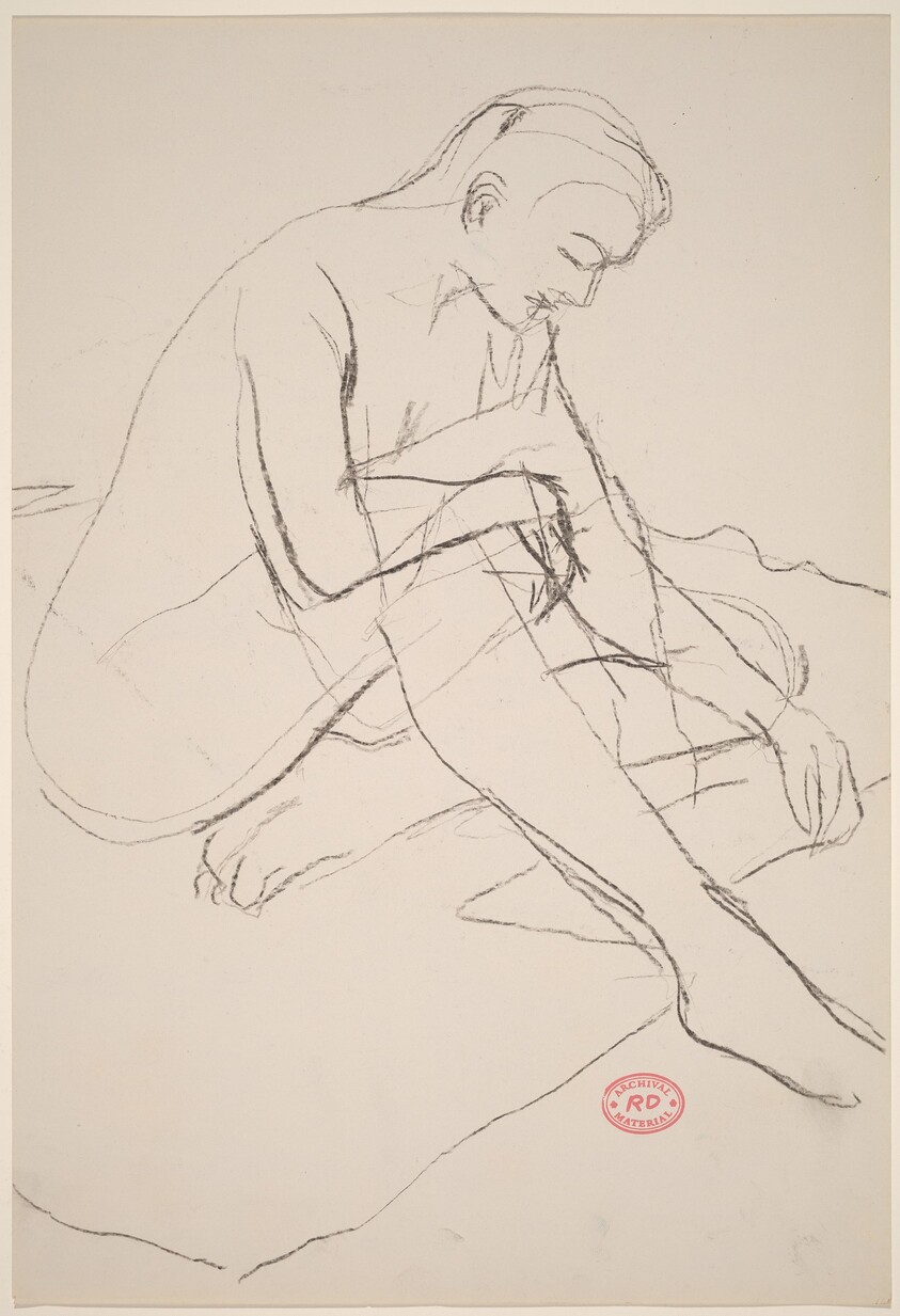 Untitled [female nude seated and looking down]