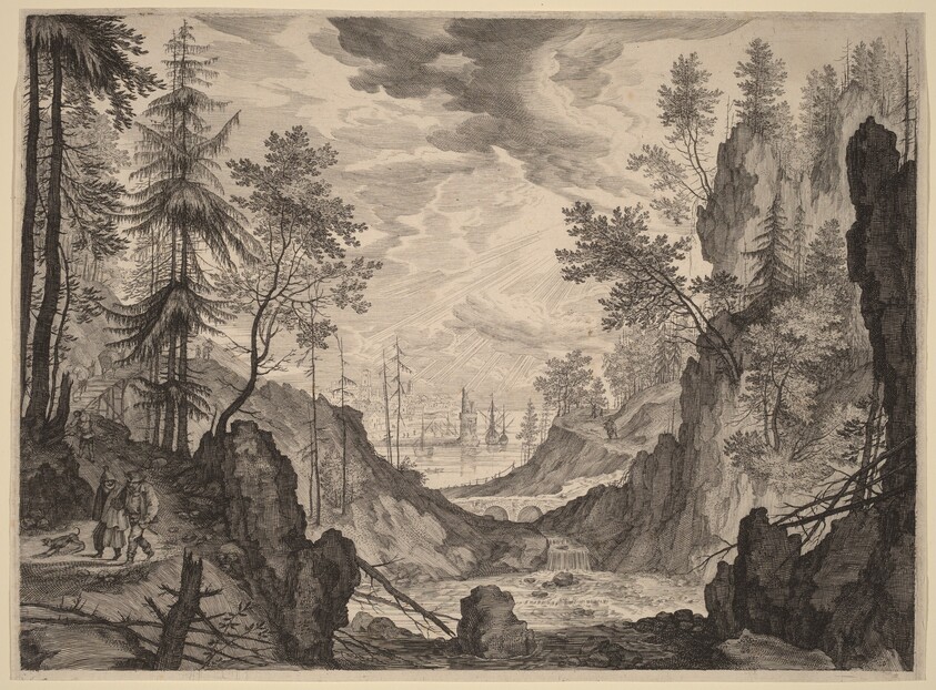 Woodland Scene with a Waterfall