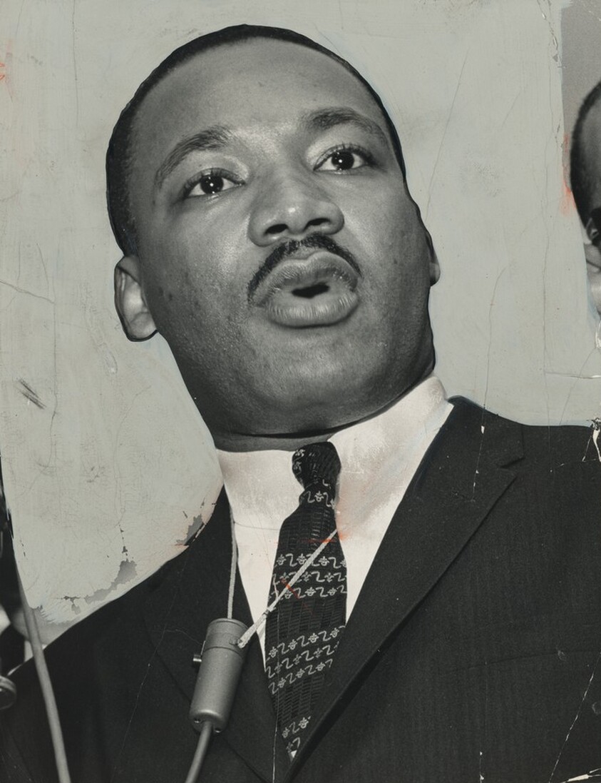 Title from caption on object: “Reverend Martin Luther King at Press Conference”