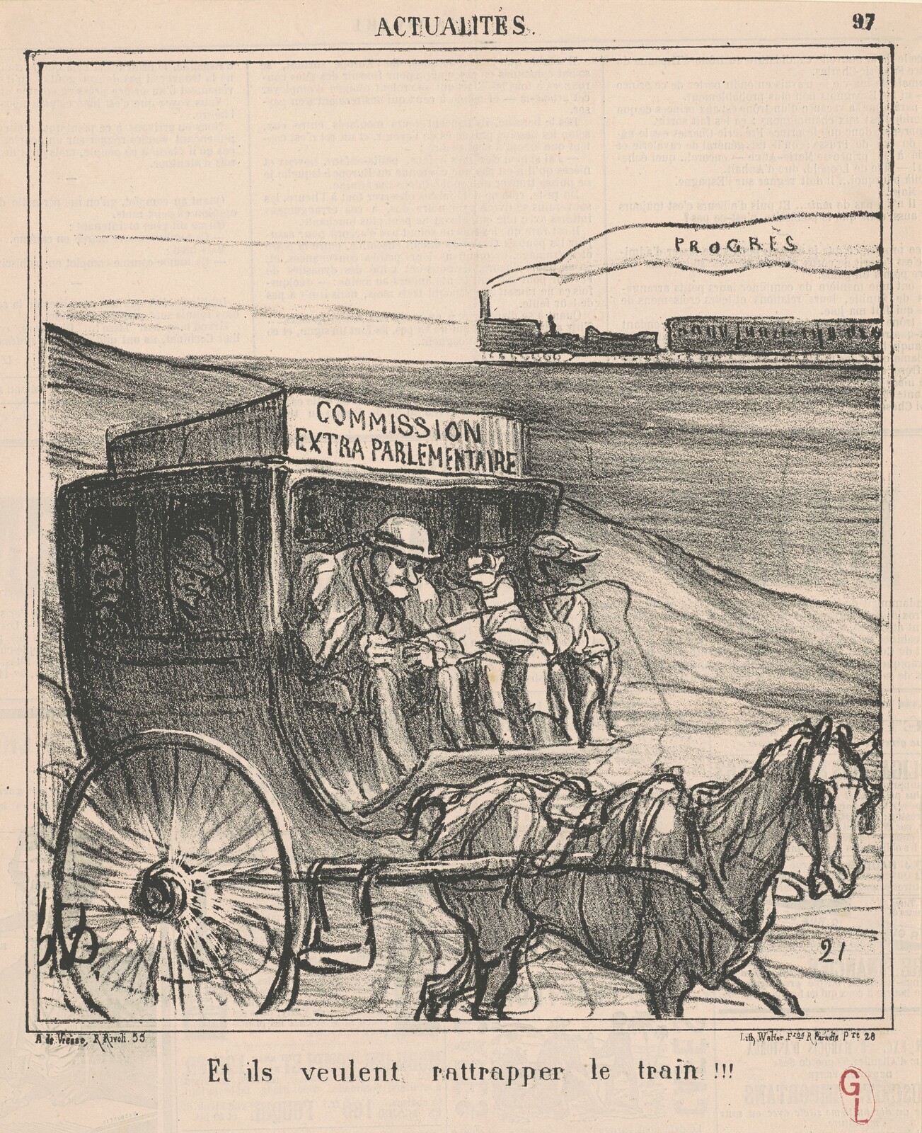 Et ils veulent rattraper le train!!!, Honoré Daumier, 1870
