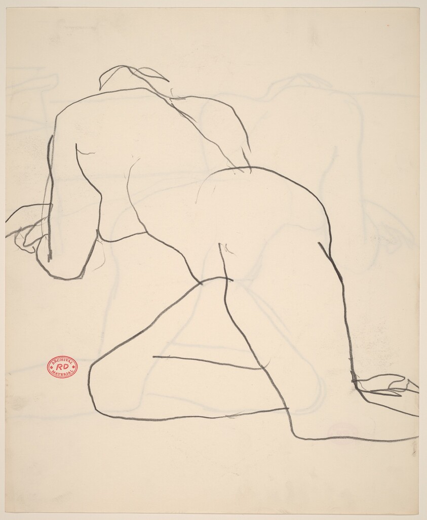 Untitled [nude reclining in studio]