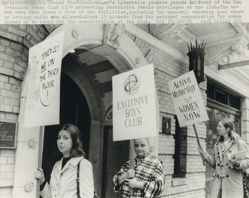 Title from caption on object: “Women's Liberation Pickets Parade in Front of the San Francisco Press Club...”