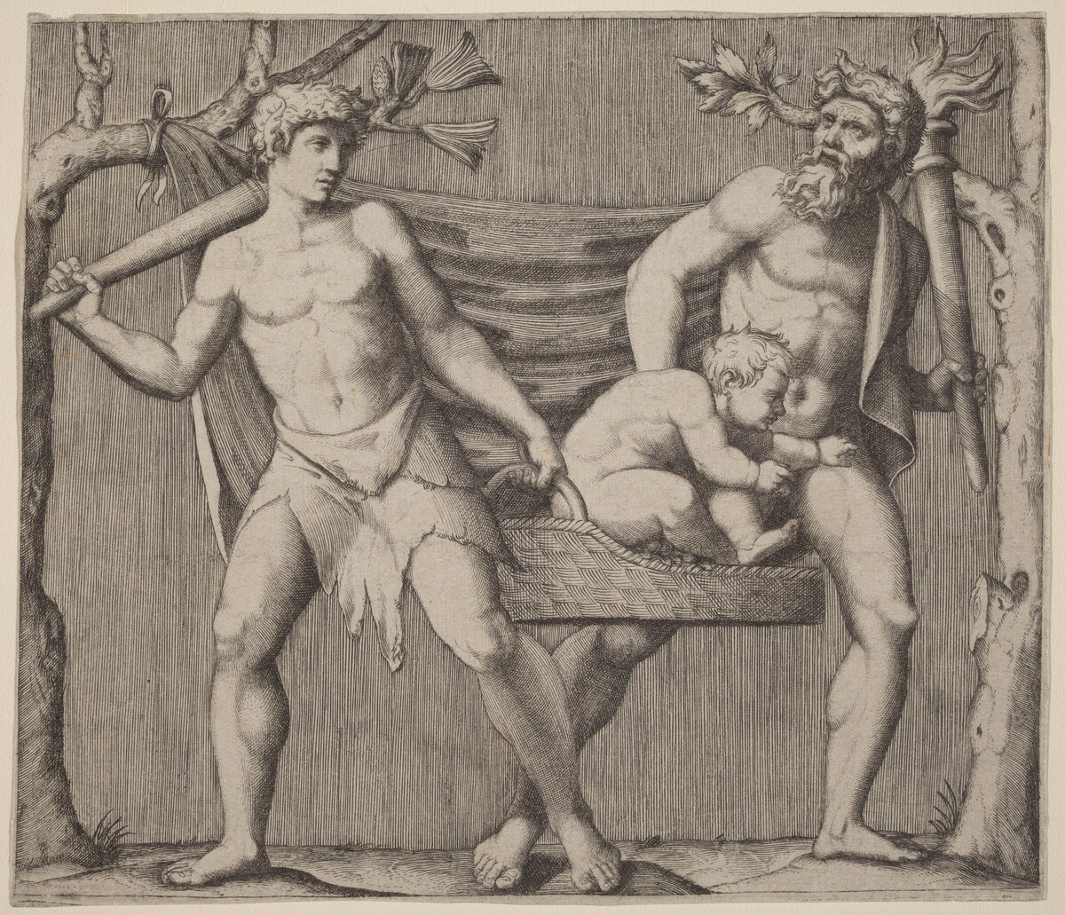 Two Fauns Carrying a Child