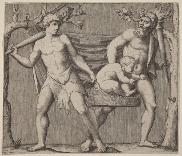 Two Fauns Carrying a Child