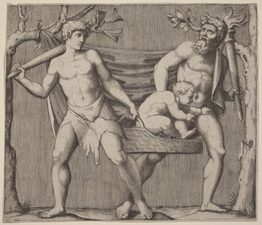 Two Fauns Carrying a Child