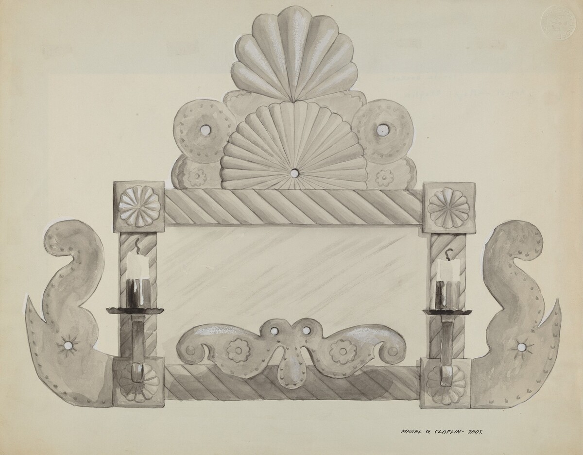 Tin Mirror Frame with 2 Candle Sockets