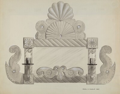 Tin Mirror Frame with 2 Candle Sockets