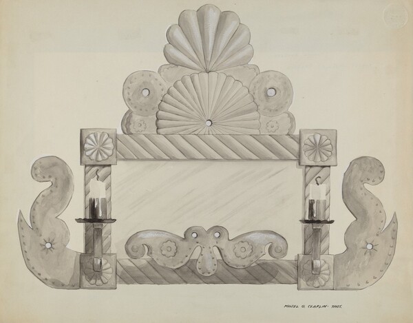 Tin Mirror Frame with 2 Candle Sockets