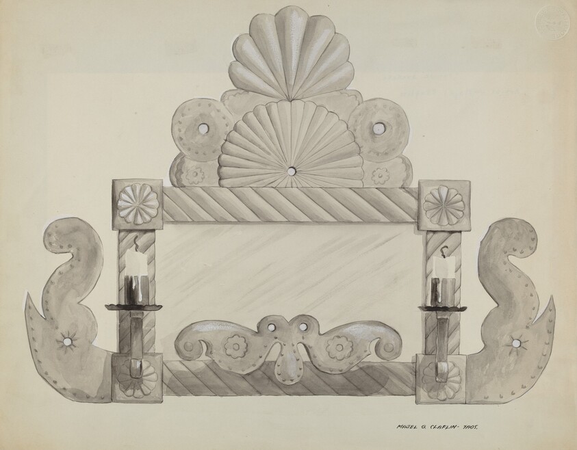 Tin Mirror Frame with 2 Candle Sockets