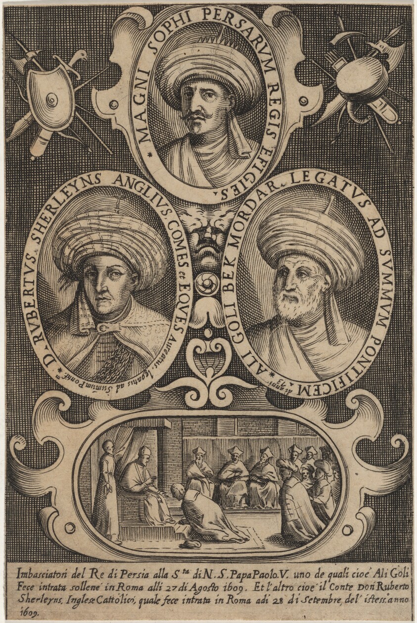 Sir Robert Shirley, With the Shah of Persian and the Papal Legat