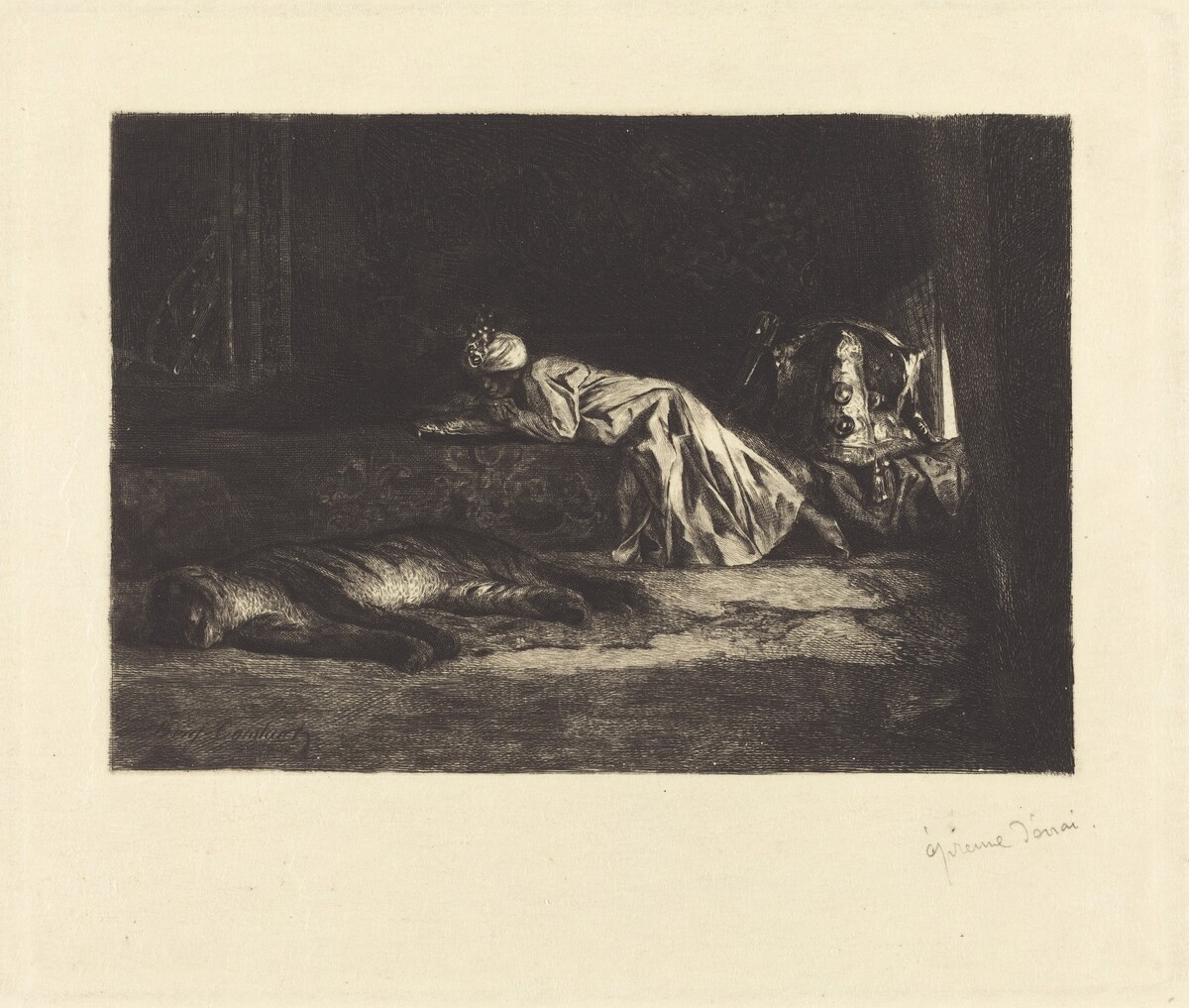 Oriental Interior with Sleeping Tiger