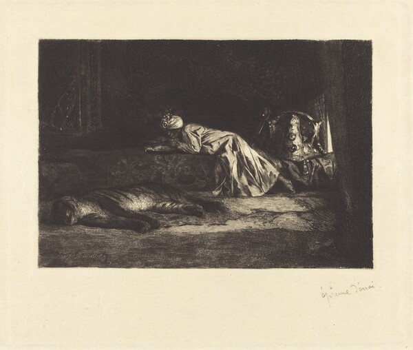 Oriental Interior with Sleeping Tiger
