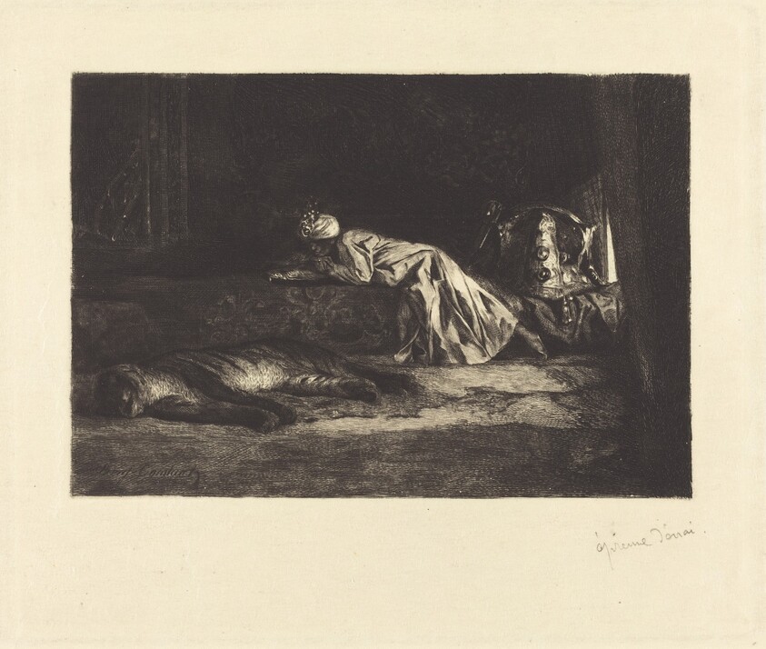 Oriental Interior with Sleeping Tiger