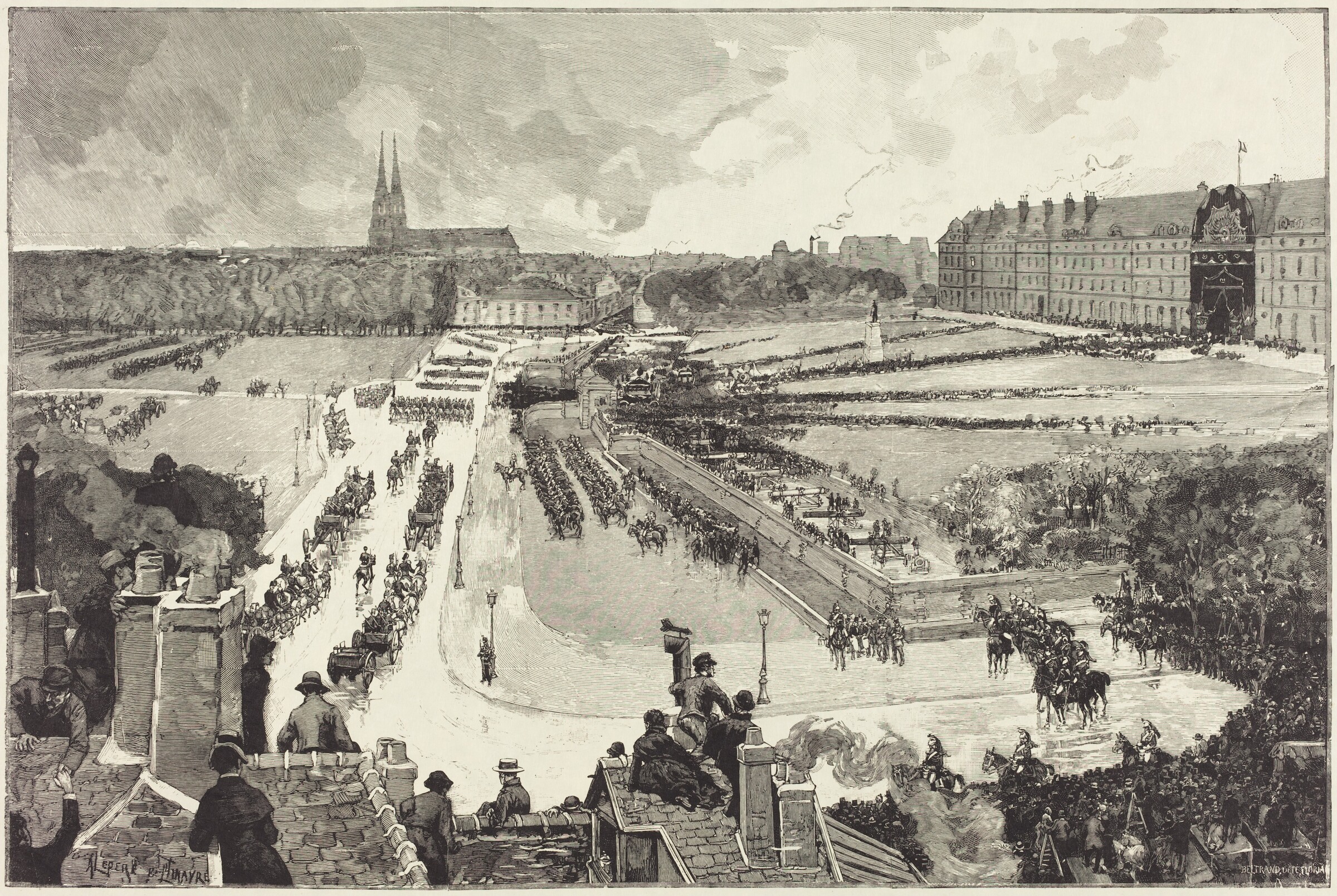 Les Honneurs militaires rendus à la Depouille mortelle de L'Amiral Courbet, Auguste Lepère and Louis Tinayre, 1885