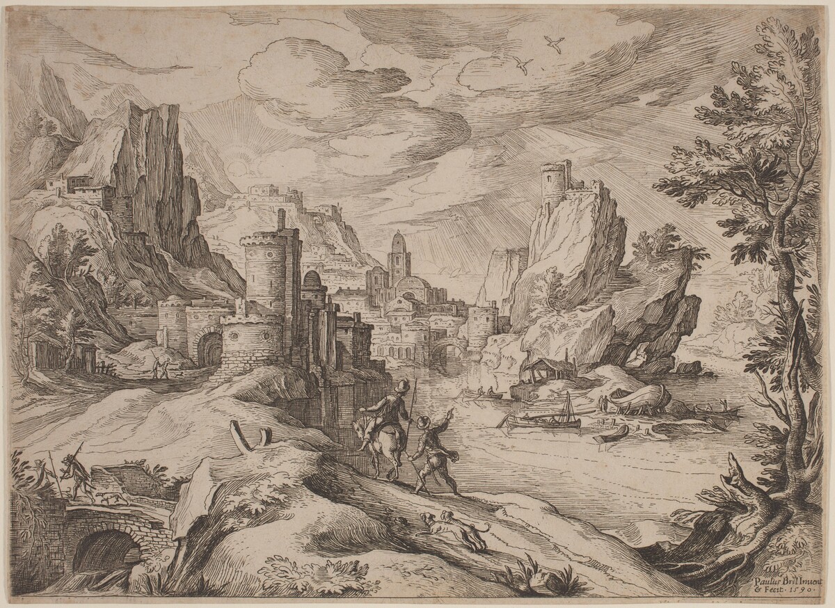 River Landscape with Travelers