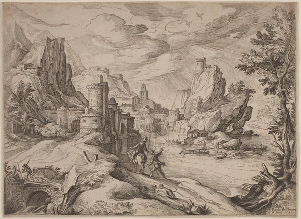 River Landscape with Travelers