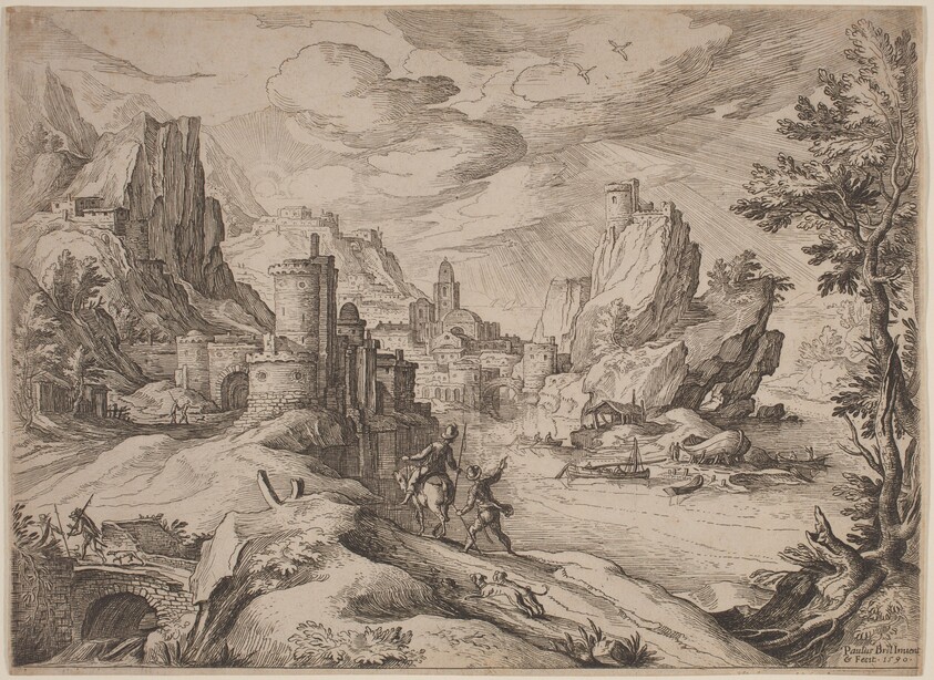 River Landscape with Travelers