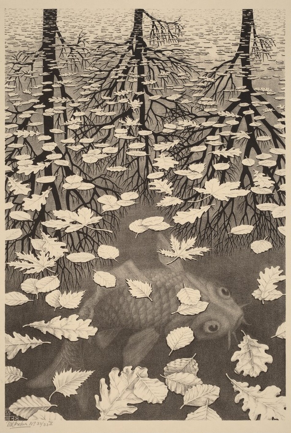 【貴重 M.C. ESCHER/WATERFALL 滝 ポスター】 M.C. Escher - Waterfall - Limited Edition Offset Lithograph