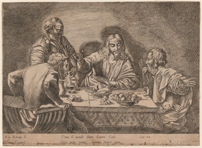 The Supper at Emmaus, Pierre Fatoure and Gabriel Lejeune, after Caravaggio, c. 1609/1610
